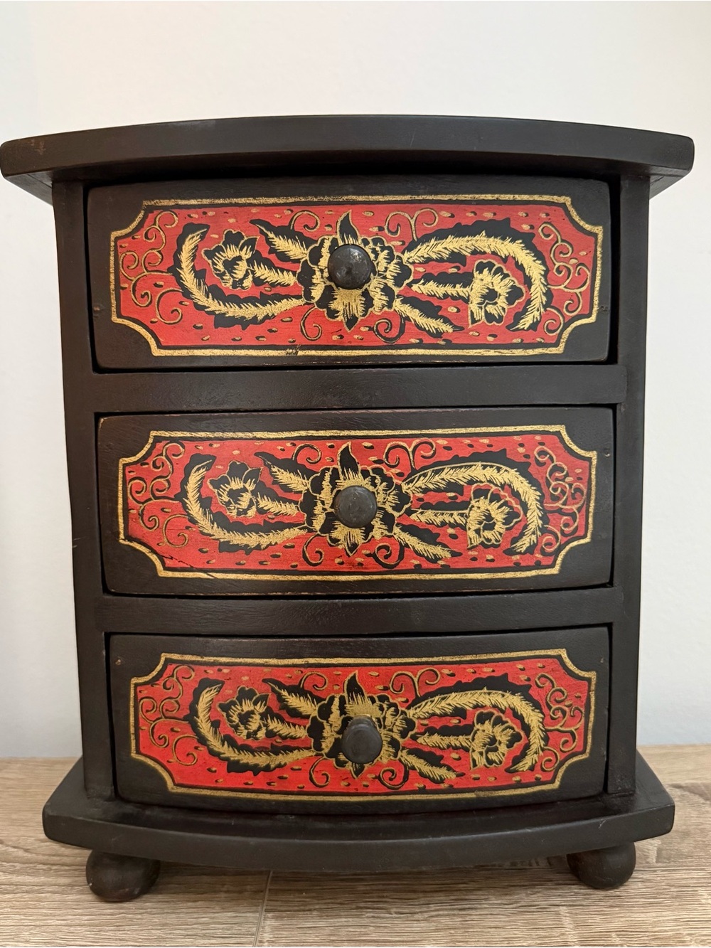 Vintage Hand-painted Floral Jewelry Box
